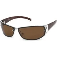 Rennec Sonnenbrille (Raver Biker Techno Brille mit Brillenbeutel) Sportliche Metallbrille Braun Getönt Schnelle Brille