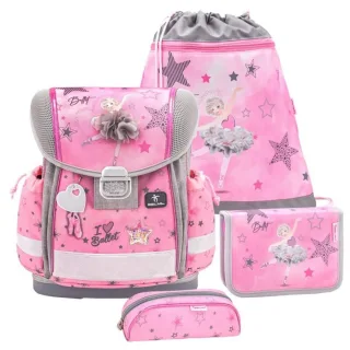 Belmil Schulranzen Set CLASSY 2023 für Mädchen mit Ballerina (Ballet Light Pink)