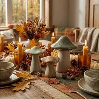 Home-trends24.de Dekofigur Pilz Steinpilz Pilze Herbst Deko Figur Tischdeko 3er-Set (3 St)