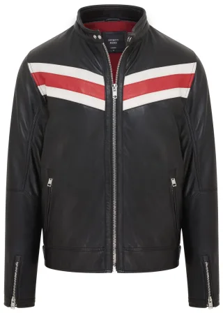 Schwarze Café Racer Biker-Lederjacke für Herren - Aniak