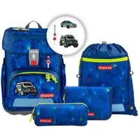 Step by Step Schulranzen Schulranzen-Set CLOUD Police Truck Charly 5-teilig (5-teilig), Grundschulranzen, ergonomisch, Easy-Grow-System, ab 1. Klasse