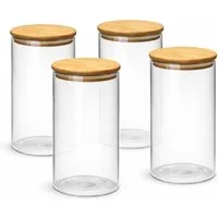 van Well Vorratsglas Vorratsdose Ella, 4 Stück, Bambus, Glas, (Set, 4-tlg), mit Bambusdeckel