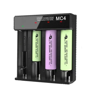3.7V-4.2V LED Power Indicator TC/CC/CV 3Modes USB Rechargeable 4Slots Lithium Battery Charger 18650/26650/21700 Battery