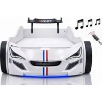 Aileenstore Autobett TURBO GTE (inkl. Zubehör), Kinderbett 90x200, Lattenrost,LED,Unterbodenlicht,Sound,Fernbedienung