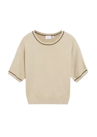 comma - Kurzarm-Strickpullover beige - Gr. - 34