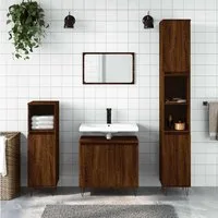 furnicato Badkommode Badezimmerschrank 58x33x60 cm Braun Massivholz Optik mit Eisenfüßen (1 St), Feuchtigkeitsbeständiges Badregal mit Stauraum und Wandhalterung