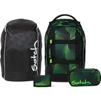 Satch Schulrucksack Pack (4tlg., inkl. Schlamperbox, Regenhülle und Geldbörse)