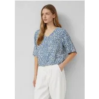 s.Oliver Kurzarmbluse Bluse Strukturierte Bluse im O-Shape