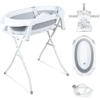 Clanmacy Babybadewanne Faltbare Badewanne mit Ständer PP&TPE Babybadesitz für 0-2 Jahre