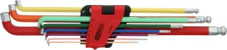 KS Tools Kugelkopf-Innensechskant-Winkelstiftschlüssel-Satz, 108° abgewinkelt, 9-tlg - 151.4560