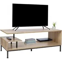 relaxdays TV-Bank TV Lowboard bis 55 Zoll, Holzoptik