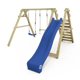 Wickey Sky Streamer Prime Spielturm mit Rutsche & Doppelschaukel - Stabiles Schaukelgestell 9x9 cm Pfosten für Garten - Kletterspaß Set Wickey