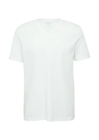 s.Oliver Red Label - T-Shirt mit Logo-Stickerei weiß - Gr. - 3XL