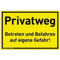 König Werbeanlagen Hinweisschild Schild Privatweg, PVC 30 x 20 cm, Betreten und Befahren auf eigene G