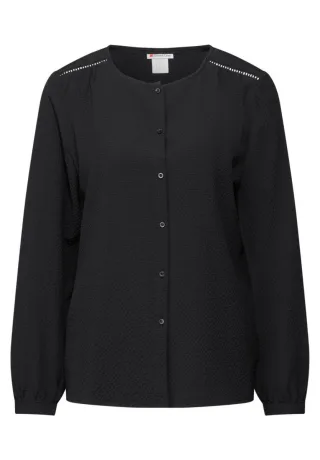 Street One - Strukturbluse mit Stickerei schwarz - Gr. - 36