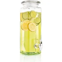Getränkespender 2,5 Liter aus Glas, mit Zapfhahn, Retro Wasserspender, Limonadenspender, Saftspender, Bowle, Dispenser