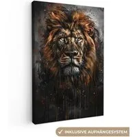 OneMillionCanvasses® Leinwandbild Löwe - Tiere - Porträt - Schwarz - Luxus, Fotodruck (1 St), Leinwand Canvas Wandbild, Wanddekoration 20x30 cm