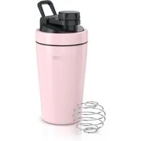Arendo Protein Shaker Edelstahl Eiweißshaker 500 ml, verschließbar, bruchfest, BPA-frei, Edelstahl, auslaufsicher, spülmaschinengeeignet, mit Tragegriff und Mixball