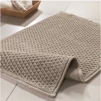 spirella Badematte PERLA, rechteckig, Höhe: 4 mm, Badteppich, Schlinge, 100% Baumwolle, Hoch-Tief-Effekt, Anti-Rutsch Beschichtung, für Fußbodenheizung geeignet, waschbar 40°, schnelltrocknend, 50 x 80 cm, beige