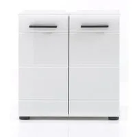 trendteam Waschbeckenunterschrank Gloss (Badschrank in weiß, 2-türig 60 cm) Hochglanz-Fronten