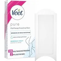 Veet Kaltwachsstreifen Pure für Haarentfernung, 20 St., an Körper, Arme & Beine, - geeignet für sensible Haut