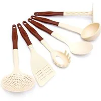 Lantelme Kochbesteck-Set Küchenhelfer - Küchenbesteck Set 6 tlg. in schwarz - beige (6-tlg)