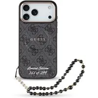 Guess Handyhülle Limited Edition Hülle Case iPhone 17 Pro Max Kunstleder grau Kette Mag 6,9 Zoll, Kantenschutz