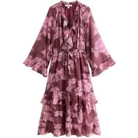 LAURA ASHLEY Maxikleid Laura Ashley Chiffon-Maxikleid mit Rüschen (1-tlg)