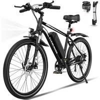 EVERCROSS TECH E-Bike Cityrad für Pendler,27,5-Zoll-Elektrofahrrad,36V 13AH AKKU, 7 Gang, Heckmotor, 468 Wh, 1 Gang, 250W, 468 Wh,E-Citybike mit Schloss, Pumpe
