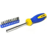 S&R Bit-Schraubendreher magnetisch mit Bitsatz, 11-teilig, handschonender Kraftform-Griff, (Satz, 11 St., PH 1/2, -PZ 1/2, Schlitz 4/5/6, Sechskant 4, TX 25/30, Adapter 1/4), rostfreier Bithalter, Universalschraubenzieher