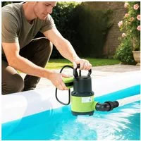 Outsunny Gartenpumpe Schmutzwassertauchpumpe mit Schwimmerschalter (Tauchpumpe, 1-tlg., Schmutzwasserpumpe), 400W 9000L,h Grün 16 x 14 x 27 cm