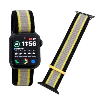 Feuerwehr Watchband gelb/silber | Armband für Apple Watch 1-8 & SE | Reflektor-Look | schweißabsorbierend | atmungsaktiv | Uhrenarmband Apple Watch 38