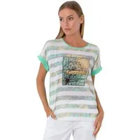 Estefania for woman Kurzarmshirt 194-1219, in Streifenoptik mit Strassbesatz