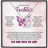 22Feels Schmuckset An Meine Tochter Geschenk von Mama Papa Mädchen Frauen Herz Halskette (inkl. Geschenktasche, Karte(n), Poliertuch, Beutel), Silber 925/000, Karte Made In Germany