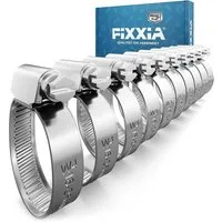 FIXXIA Schlauchschelle FIXXIA Schlauchschellen 10er Set 16–25 mm Edelstahl rostfrei robust, für Pool, Garten, KFZ & Waschmaschine