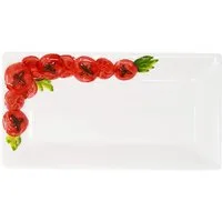 Lashuma Servierteller Tomate, Keramik, (1-tlg., 24 x 13 cm), Fleischteller eckig mit Tomaten Relief
