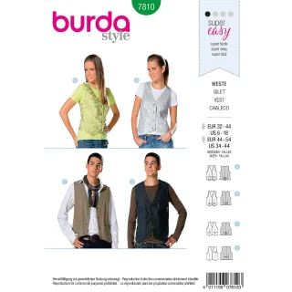 burda Schnitt 7810 "Weste" für Damen und Herren