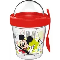 Disney Trinkflasche Disney Mickey Snackbecher mit Deckel und Löffel 350 ml