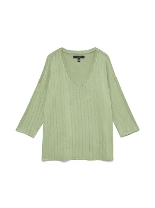 VERO MODA - VMBRIANNAMIX 3/4 V-NECK PULLOVER BOO - Gr. - XS