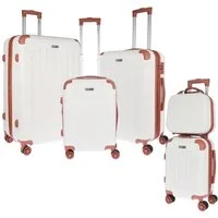 Weissmantel Kofferset 5er Koffer Set Hartschalenkoffer Kofferset XL Bordgepäck Handgepäck, (Suitcase 5 teilig Rollkoffer, Hartschalenkoffer Set, Reisekoffer, Kofferset, Koffer Set, Tolley Set), Mit Dehnfalte / Dehnfuge erhöht das Volumen der Koffer u