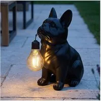 GLOBO LIGHTING LED Solarleuchte, LED-Leuchtmittel fest verbaut, Warmweiß, LED Solarleuchte Solarlampe Außenleuchte Schwarz Matt Hund H 23,5 cm