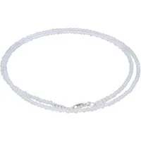 Lebensquelle Plus Kette ohne Anhänger Bergkristall 2 mm Perlenkette facettiert, 45 cm + Silberverschluss