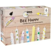 Kreul Malstift Candle Pen 6er Set Bee Happy, Verzierungsstifte für Wachs und Kerzen
