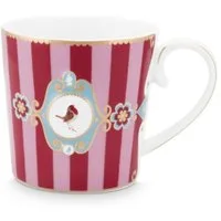 PiP Studio Tasse Henkelbecher Medallion Love Birds Stripes Rot-Pink (Groß)