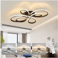 Nettlife LED Deckenleuchte Modern Schwarz Dimmbar Wohnzimmer 65W 40/66/80/100CM deckenlampe, Dimmbar mit Fernbedienung, LED fest integriert, Warmweiß, Neutralweiß, Kaltweiß, Schlafzimmer, Wohnzimmer, Büro, Arbeitszimmer, Küche