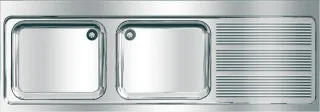 KWC Aquarotter Gewerbespüle, MAXIMA, Edelstahl, 2 Becken, 2000x432x700 mm, Tropfteil re, 2000057584 2000057584