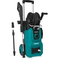 VONROC Hochdruckreiniger 2400W, Druck max: 180 bar, Fördermenge max: 420 l/h, (Set, 8 tlg., PW512AC), Schlauchtrommel - Aluminium Pumpe - V24 Serie