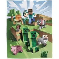 Wohndecke Minecraft 160x200 cm, Sofadecke für Gaming Fans der Spielkonsole, MTOnlinehandel, Fleece-Decke, Überwurf, kuschelweich, passend zur Bettwäsche