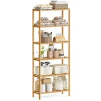 SONGMICS Badregal Badezimmerregal Küchenregal Schuhregal Standregal, mit 6 Ebenen, aus Bambus, für Bad, Wohnzimmer, Flur, Küche