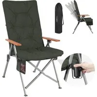 HOMECALL Campingstuhl Faltbar Hochlehner Luxus Klappstuhl mit 4,5cm Dicke Gepolstert (150kg Belastbar mit 4 Positionen Verstellbar Angelstuhl, 1 St), für Garten Balkon Wohnmobil